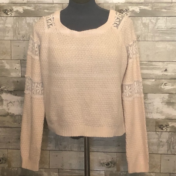 ❤️ (3/$15) Sz M Delia’s Blush Pink Sweater Lace Sleeves - Picture 2 of 7